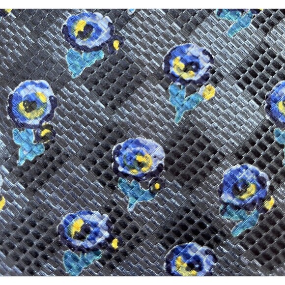 Ermenegildo Zegna 100% Silk Necktie Blue Yellow Floral Designer Made in Italy - Picture 3 of 8